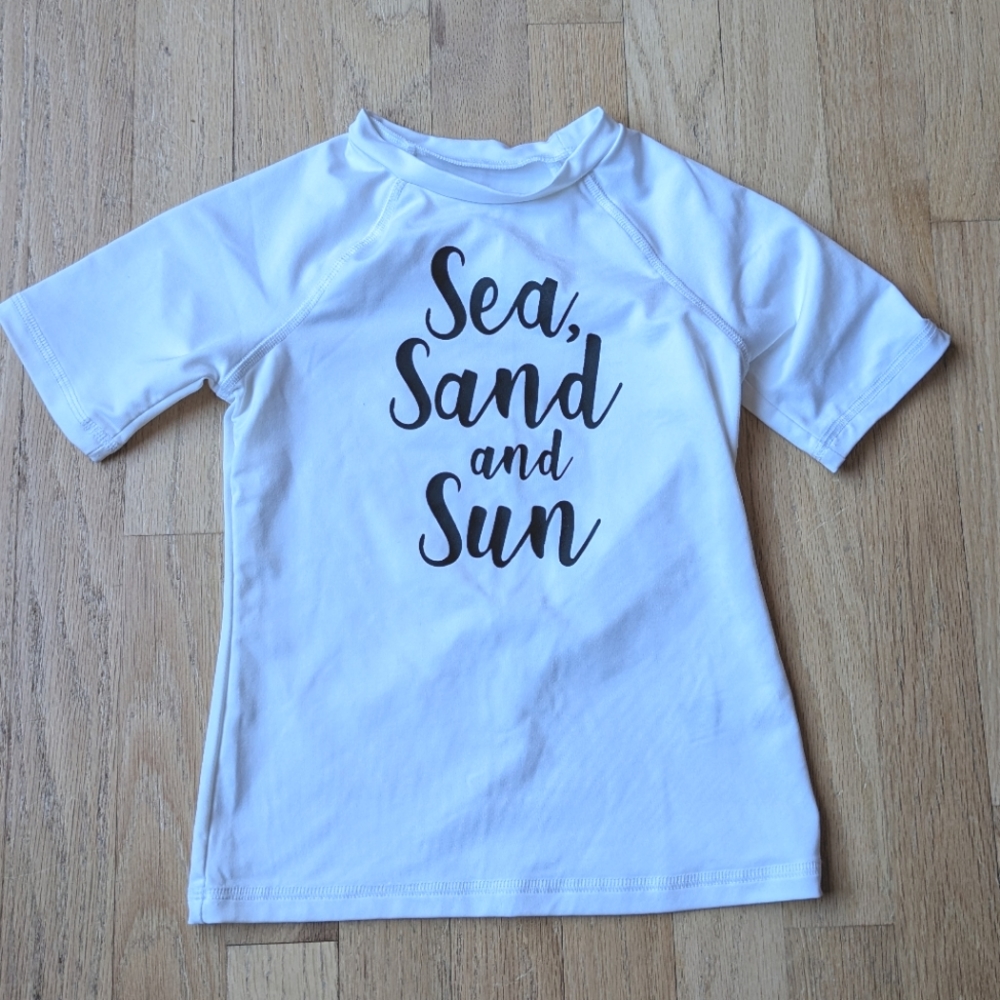 Art Class Girls' Short Sleeve Rash Guard Swim Shirt White size 6